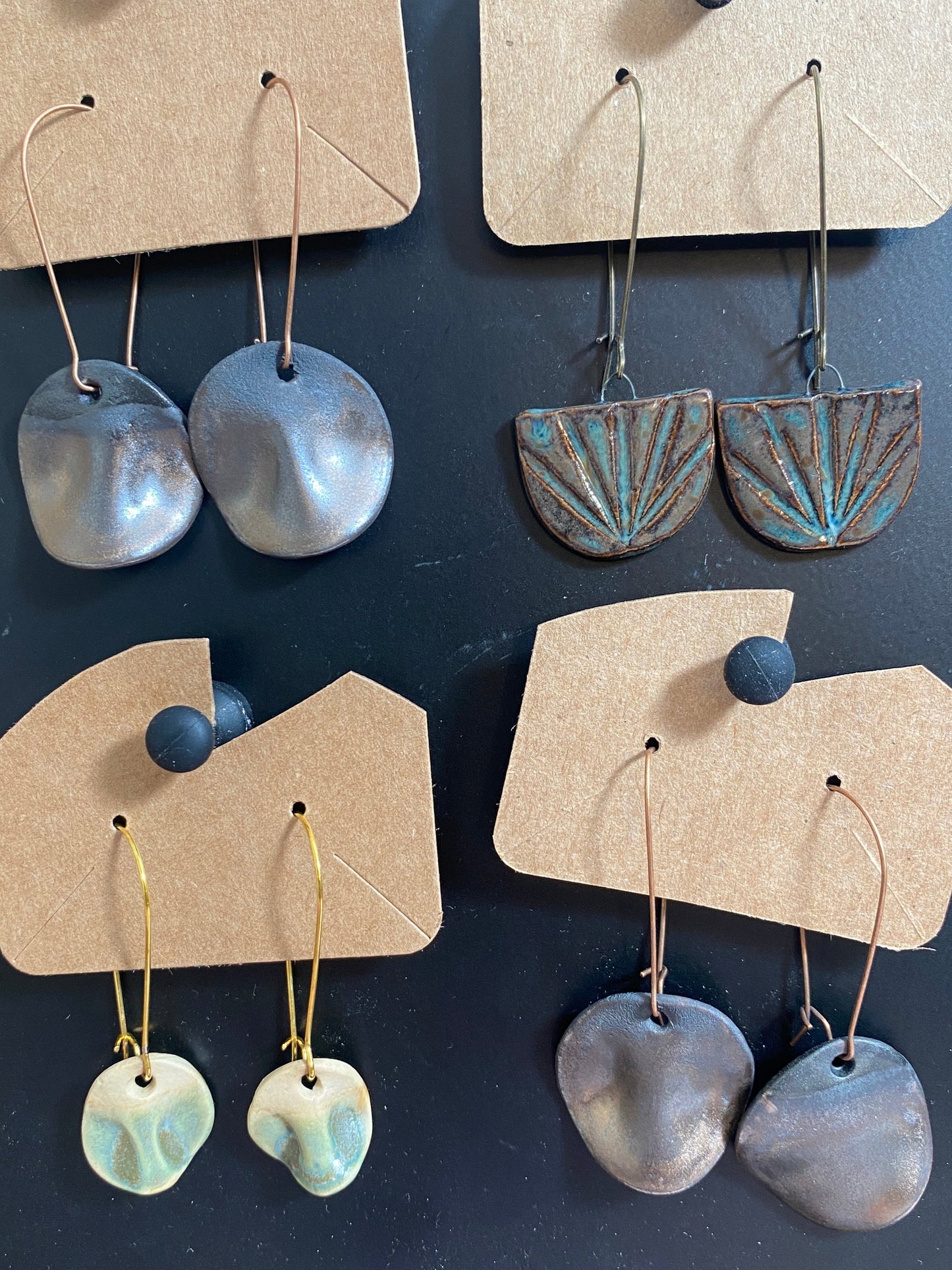 SECONDS: Rustic blue earrings - fan-shaped