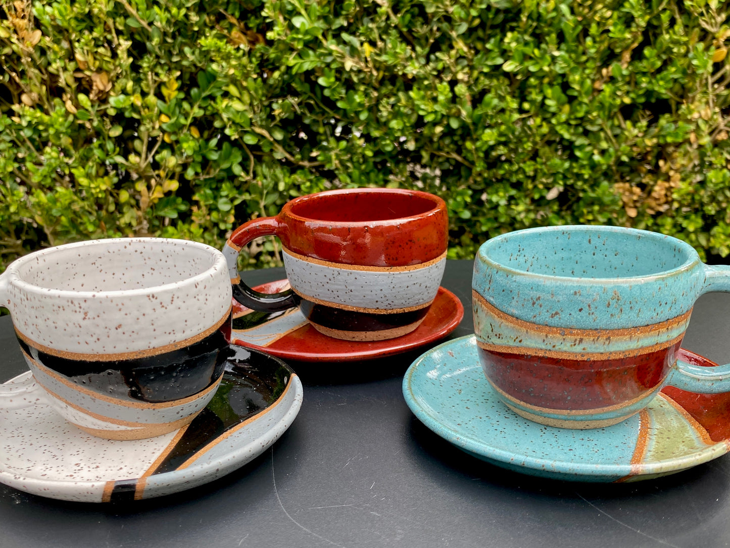 Cappuccino Cup and Saucer - brick/black/gray