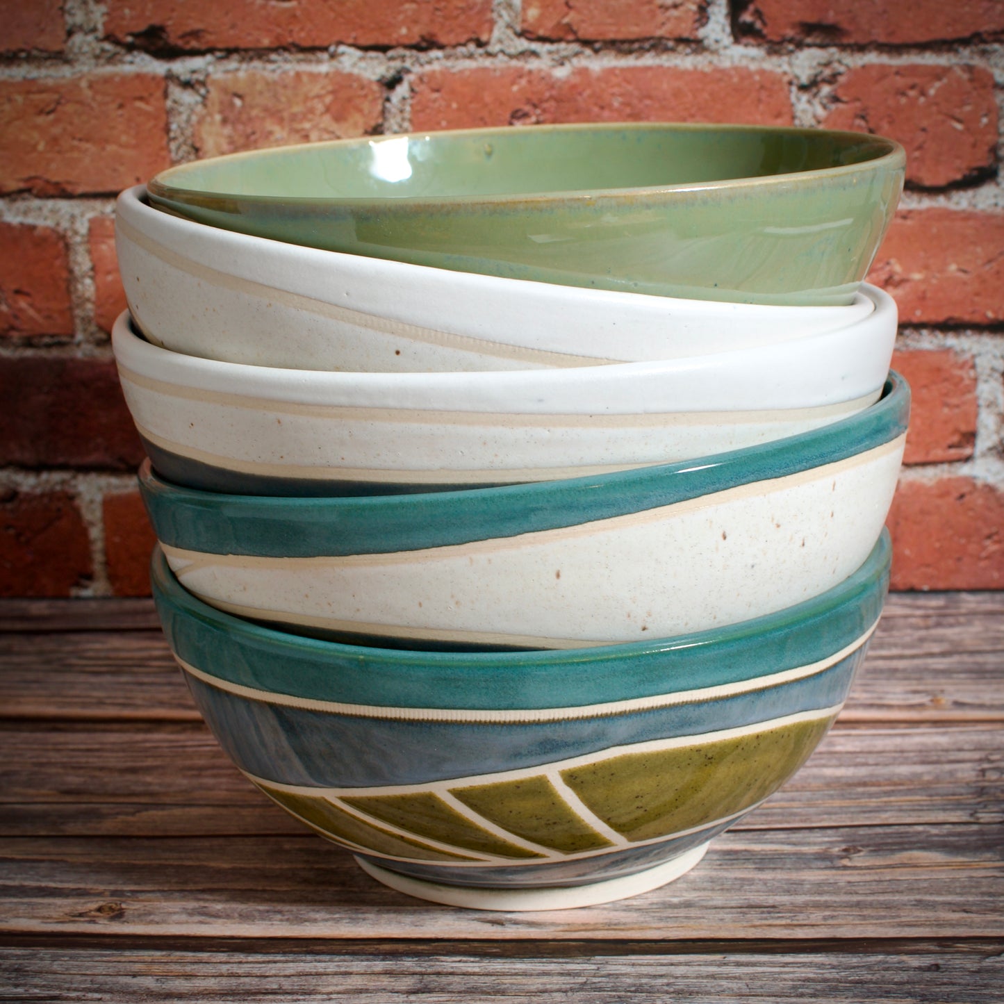 Ramen Bowl - 32oz teal stripe