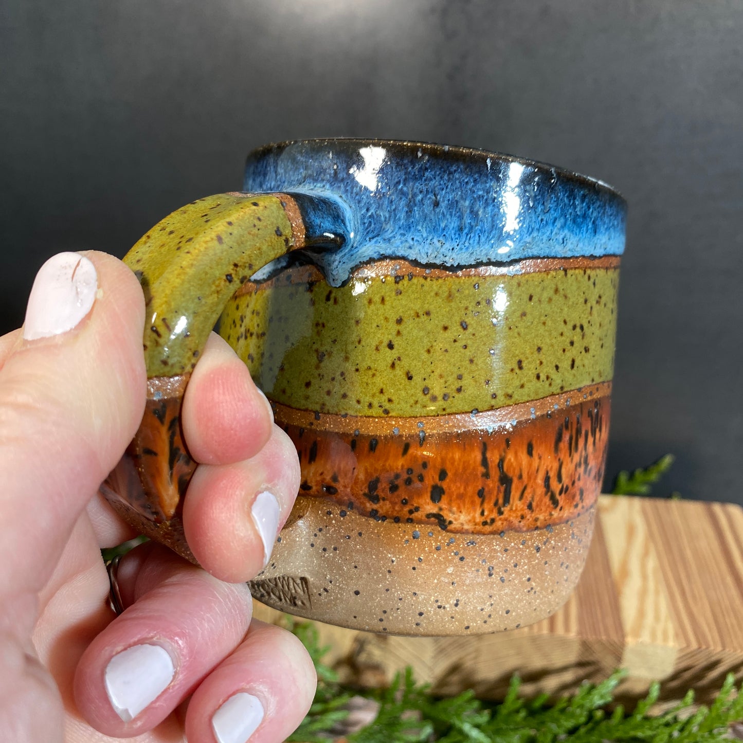 10oz Mug - earthy stripes