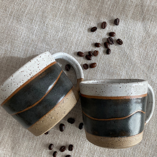 Mug set - 8oz, white/charcoal