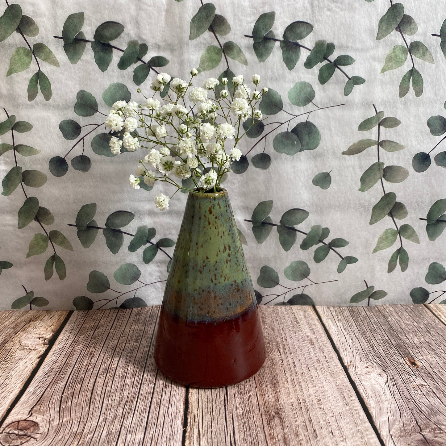 Cone Vase - Red/Jade