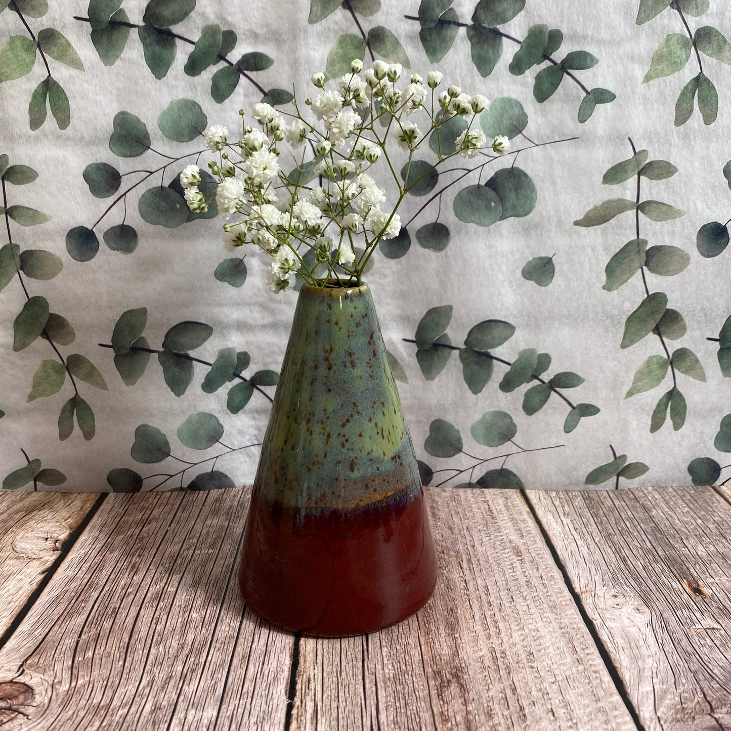 Cone Vase - Red/Jade