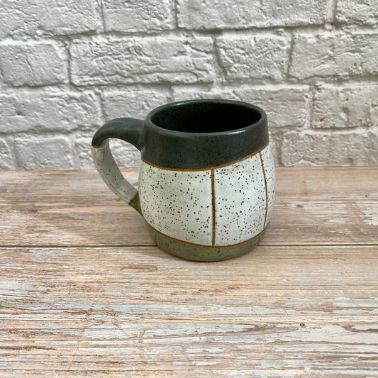 10oz Mug - Gray/White/Green with verticals