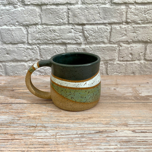 10oz Mug - Gray/white/green stripe