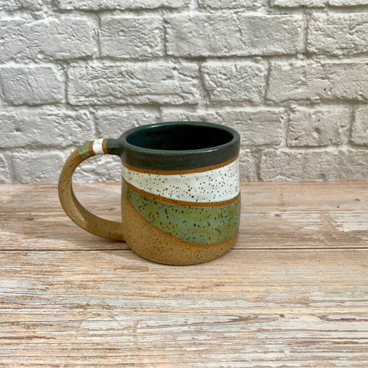 10oz Mug - Gray/white/green stripe