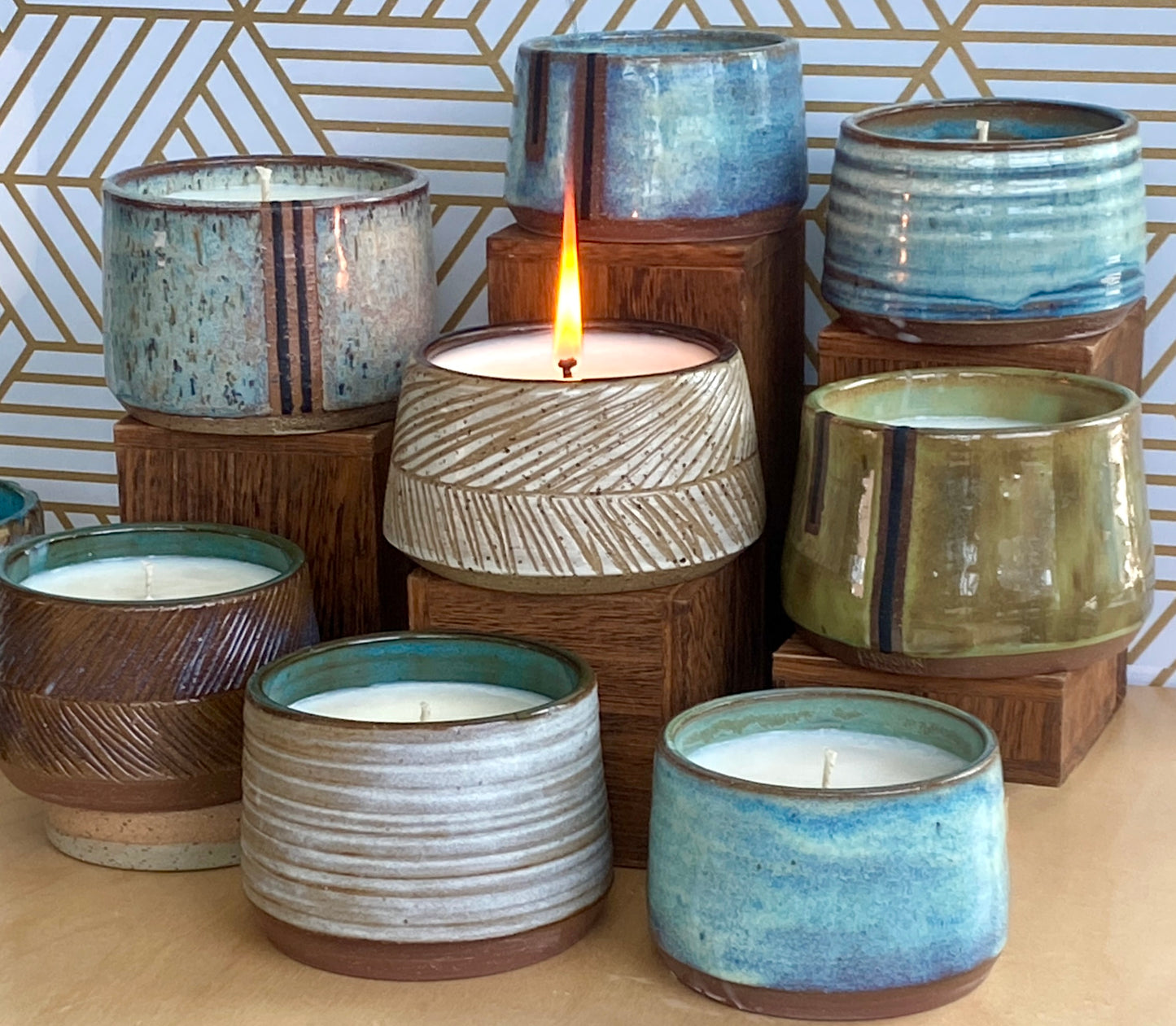 6oz Refillable Candle - uneven stripe