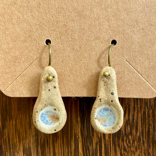 Avocado-shaped earrings on brass hooks