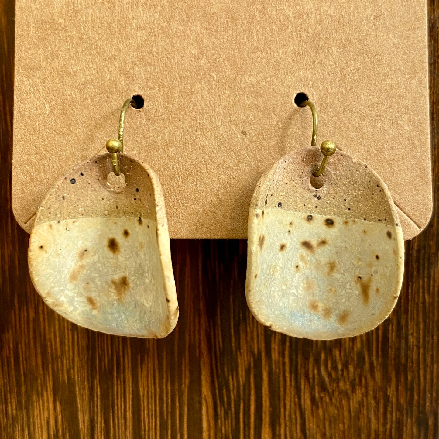 Disc earrings on brass hooks - champagne