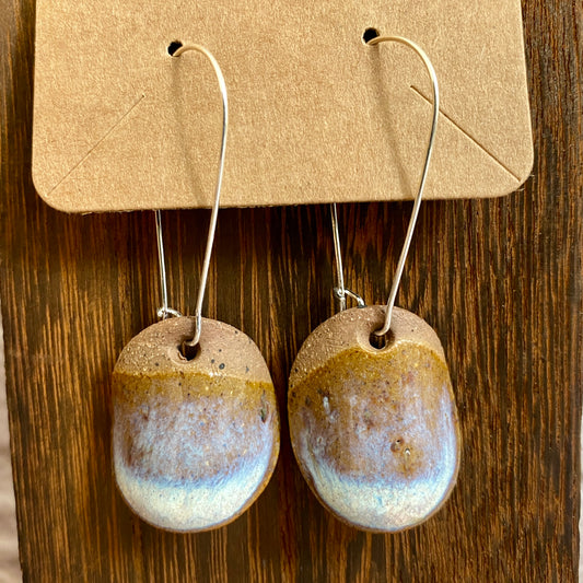 Disc earrings on silver hooks - pastel/white