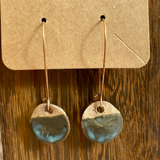 Disc earrings on silver hooks - blue/black