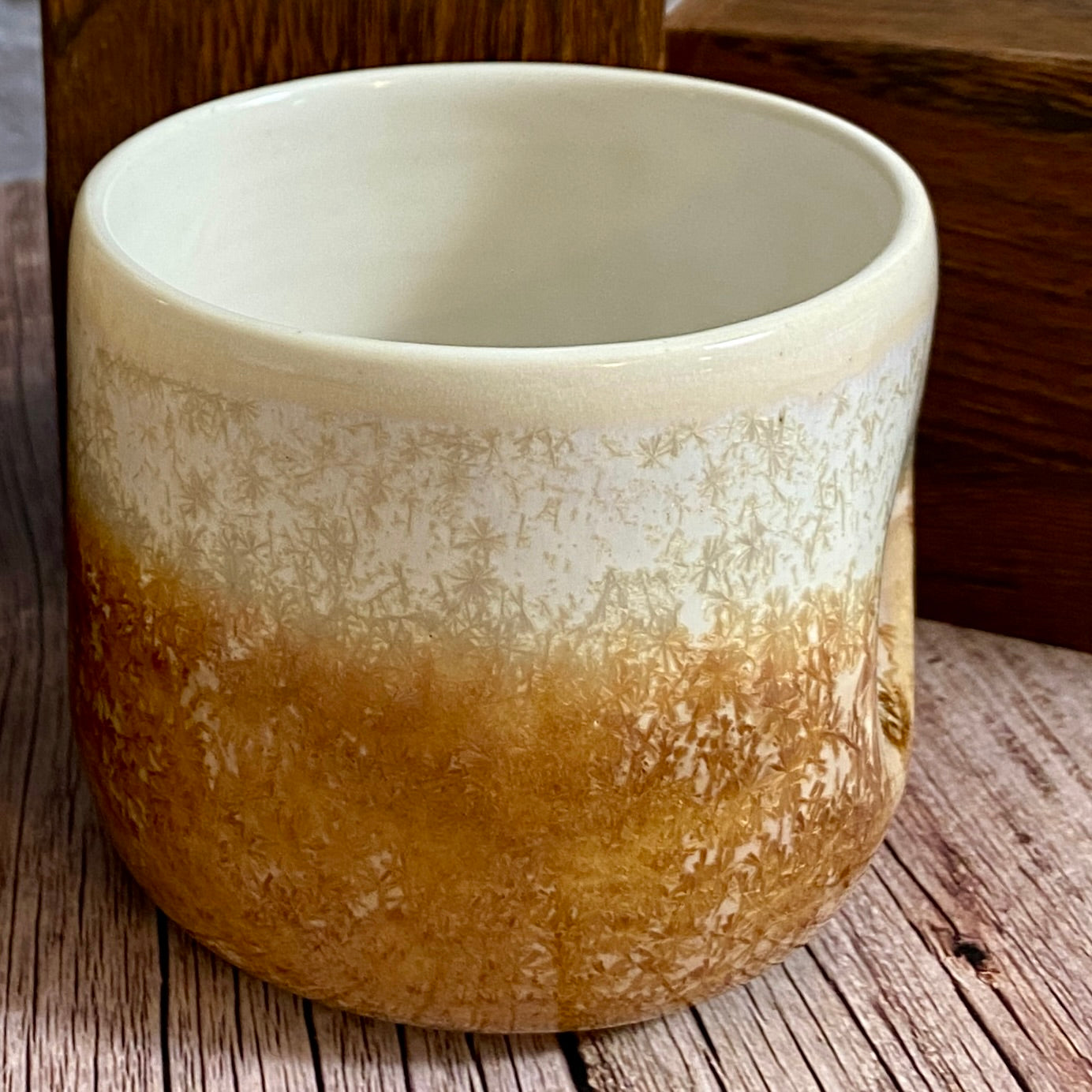 Dimpled Mug/Tumbler - crystalline ochre