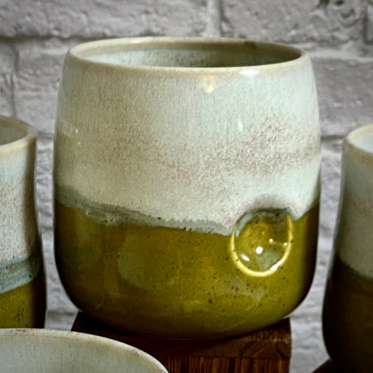 Dimpled Mug/Tumbler - avocado green/lavendar mist