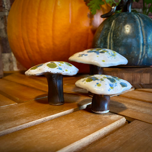 Decorative Mushrooms set of 3 - White/Blue/Green