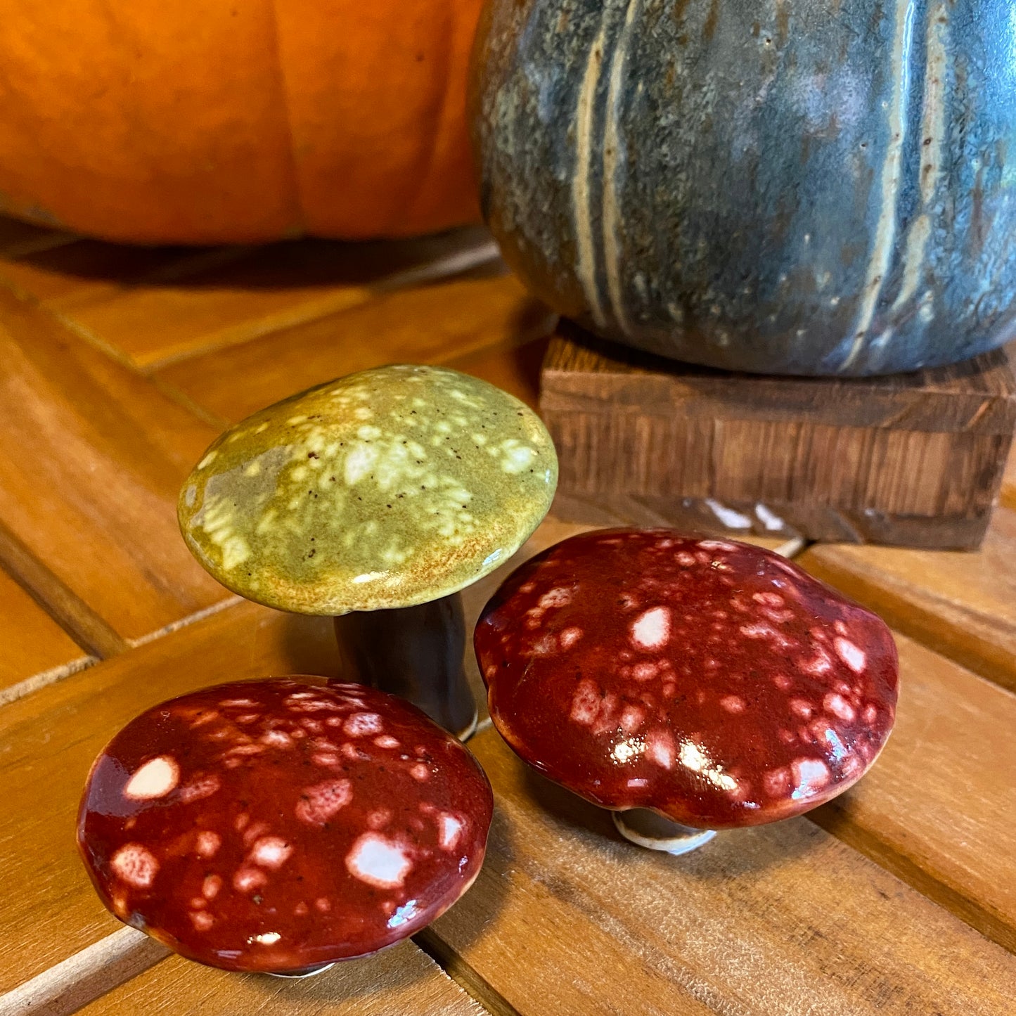 Decorative Mushrooms set of 3 - Red and Green